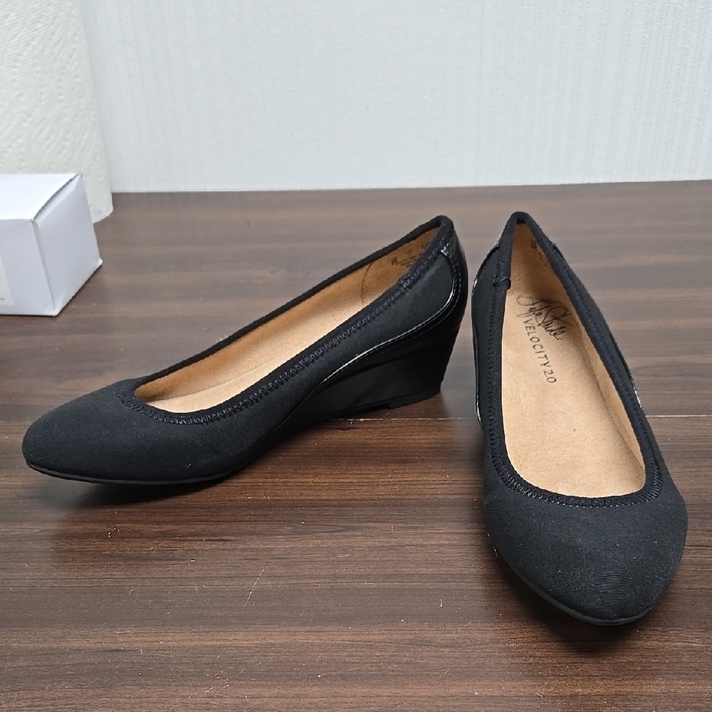 Life Stride Size 6 Black Hera Fabric Wedge Flats